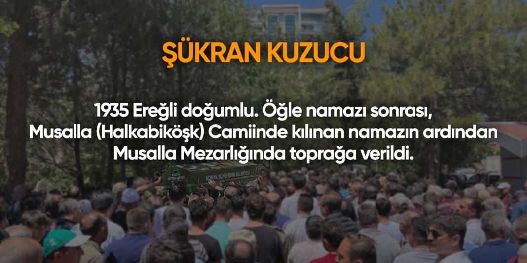 Konya'da bugün vefat edenler | 9 Ocak 2025 18